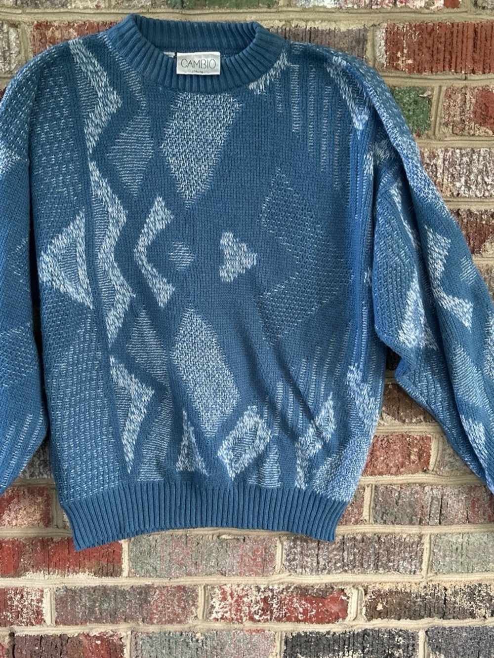 Men's Blue Geometric Knit Sweater